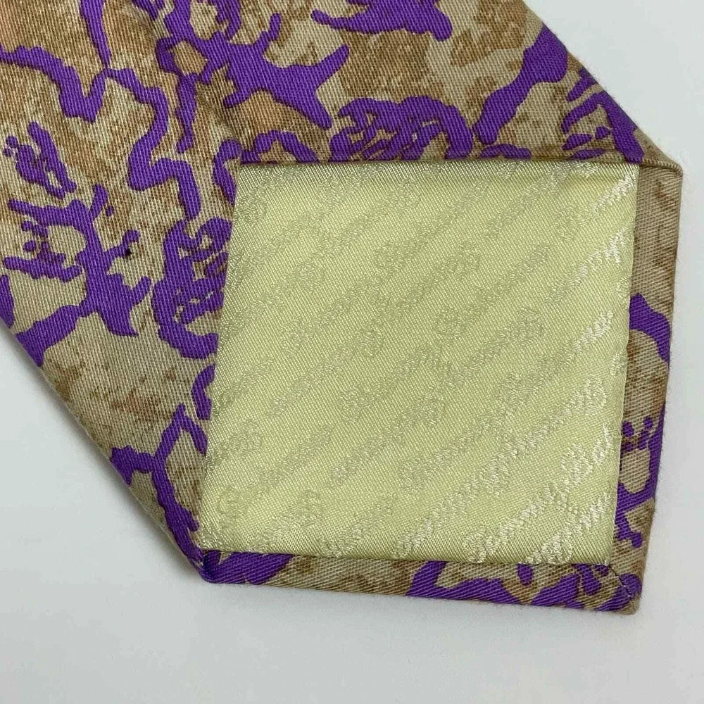 Tommy Bahama Lavender Tan Floral Cotton Tie Men's Necktie 3.25